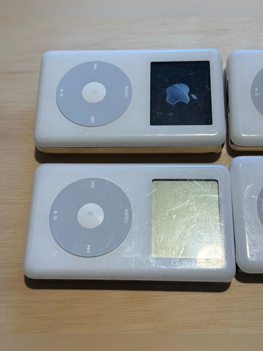 Lot Of 4 Apple iPod Model-A1059/1099 20-60GB BROKEN White For Parts/Repair Read